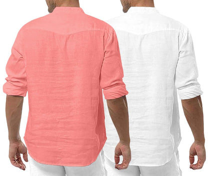Royalscout MenS Cotton Polyester Blend Solid Regular Fit Full Sleeve Short Kurta | Ethnic, Lightweight Summer Kurta For Daily &