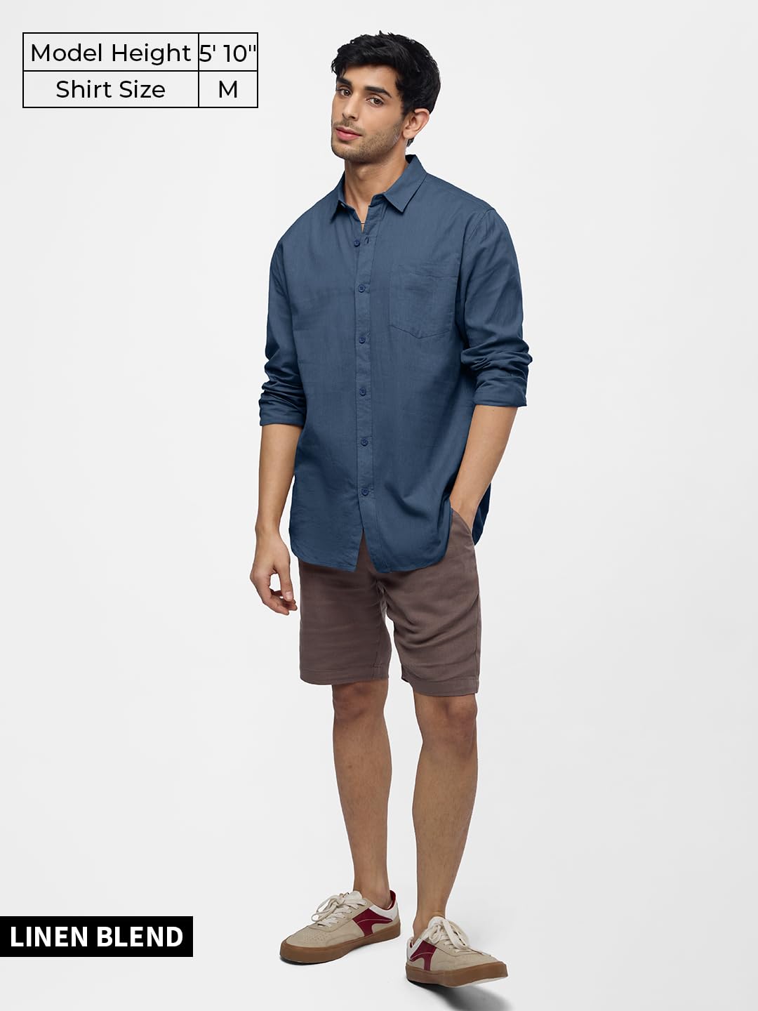 The Souled Store Solids Blue Men and Boys Relaxed Fit Full Slevees Cotton Shirt Shirts Casual Button-Down Half Sleeve Printed Gr