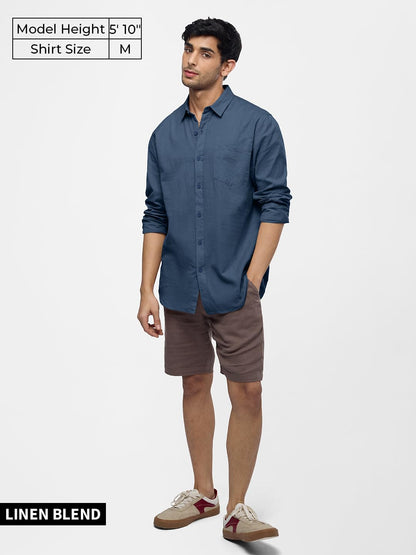 The Souled Store Solids Blue Men and Boys Relaxed Fit Full Slevees Cotton Shirt Shirts Casual Button-Down Half Sleeve Printed Gr