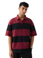 The Souled Store Colourblock: Red Flame Men and Boys Short Sleeves Collared Neck Cotton Oversized Polos