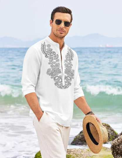 Finivo Fashion MenS Cotton Blend Short Kurta With Full Sleeves And Ethnic Neck Design | Casual Crinkle Texture Kurta With Mandar