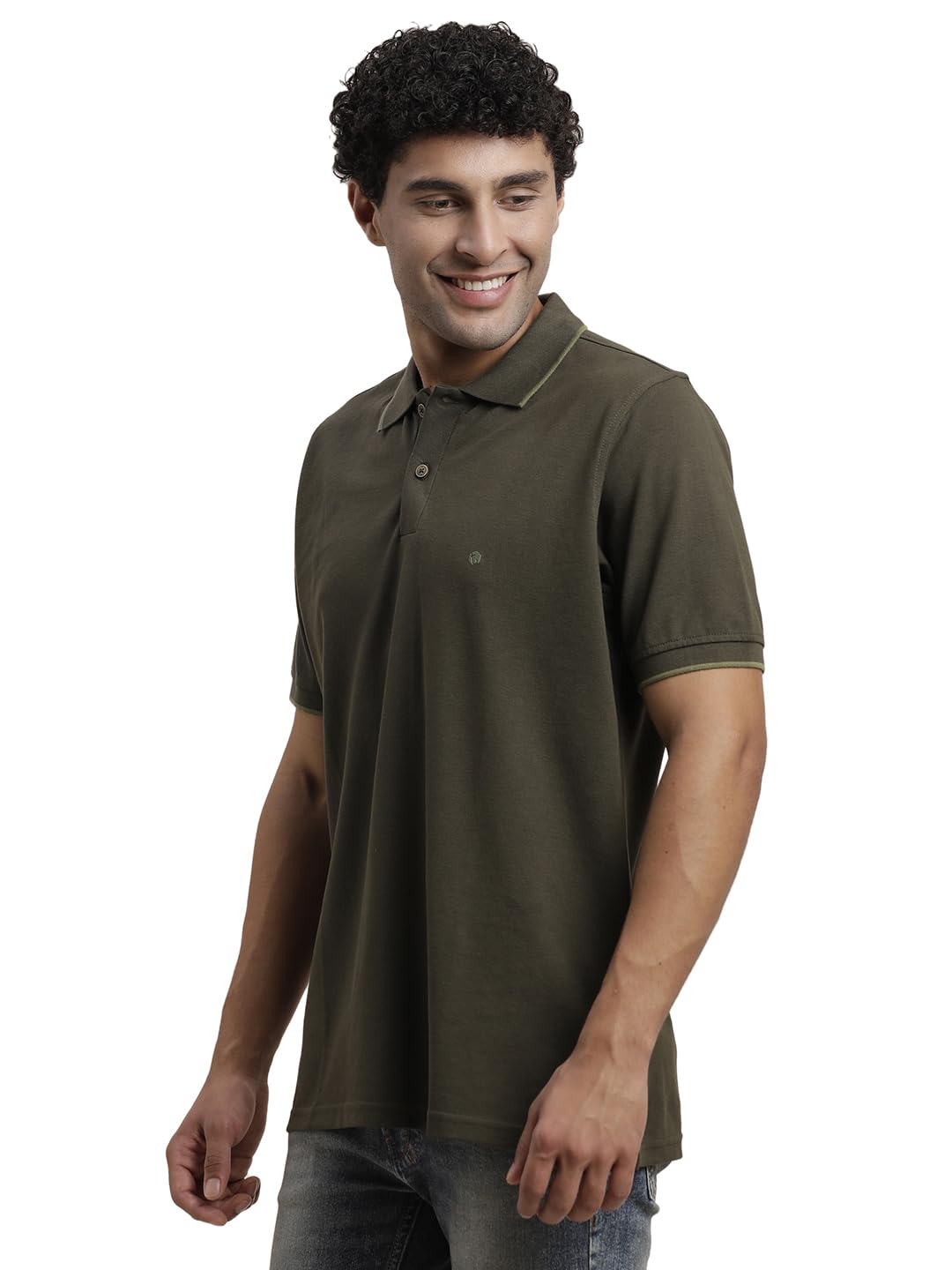 Turtle Men Poly Cotton Solid Olive Polo Tshirt