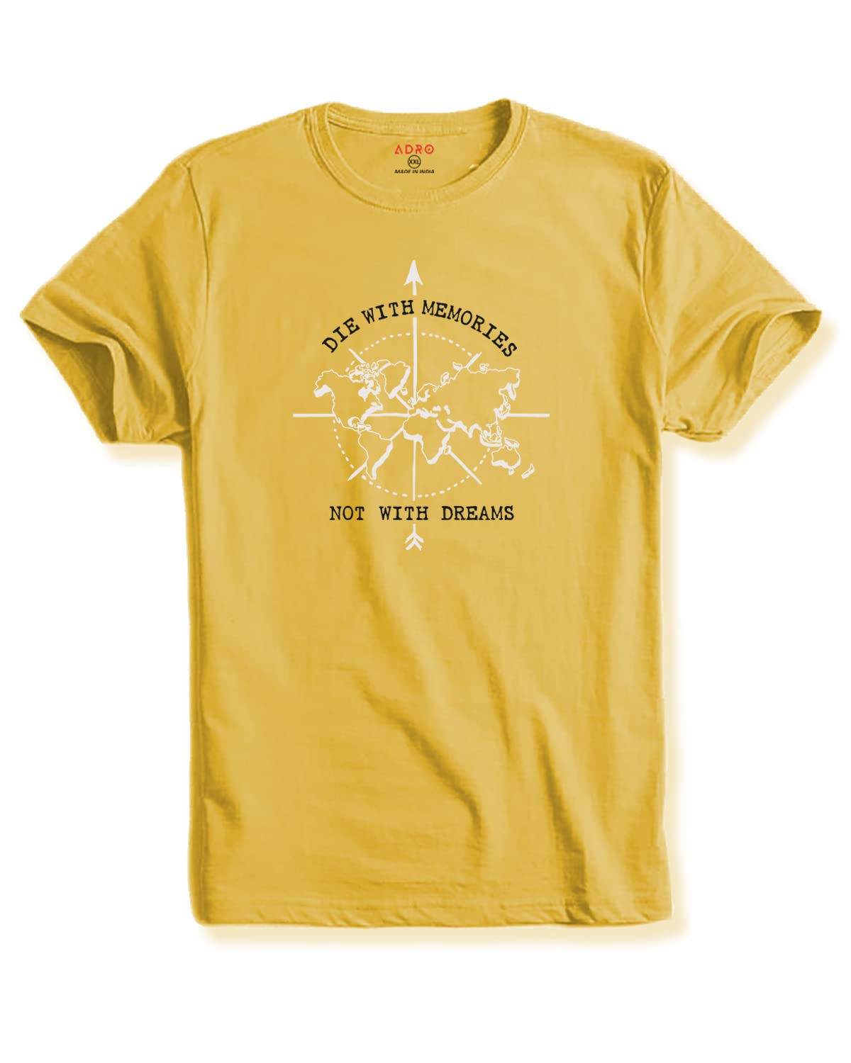 Adro Die With Memories Not With Dreams Mens Printed T-Shirt (Xl, Light Yellow)