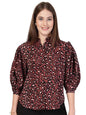 Style Quotient Women Rust Multi Printed Regular Fit Semi Formal Polyester Shirt