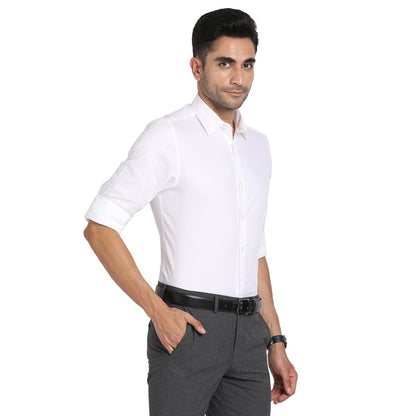 Turtle Men Giza Cotton White Dobby Slim Fit Full Sleeve Ceremonial Shirt