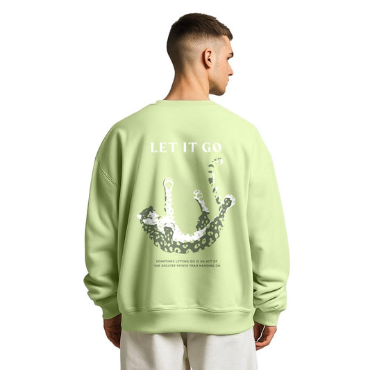 Nobero MenS Polycotton Crew Neck Sweatshirt (1M-Twrs-C0757-Co_Cool Matcha