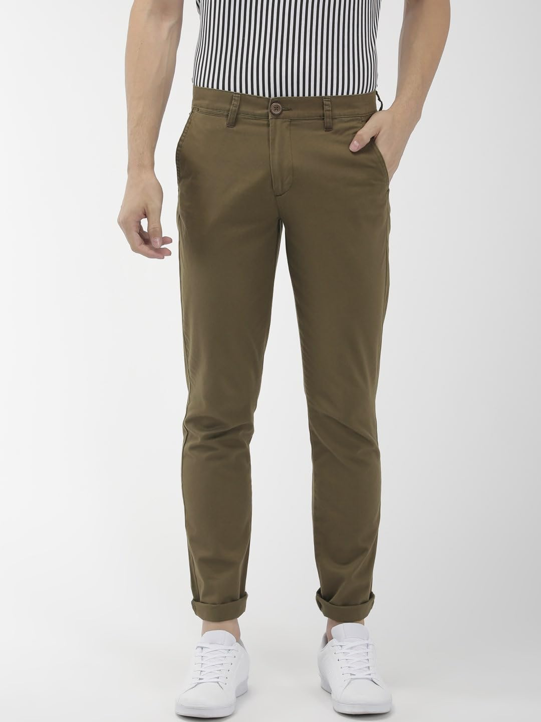 The Indian Garage Co Men Slim Fit Solid Mid-Rise Stretchable Chinos Cloud Grey
