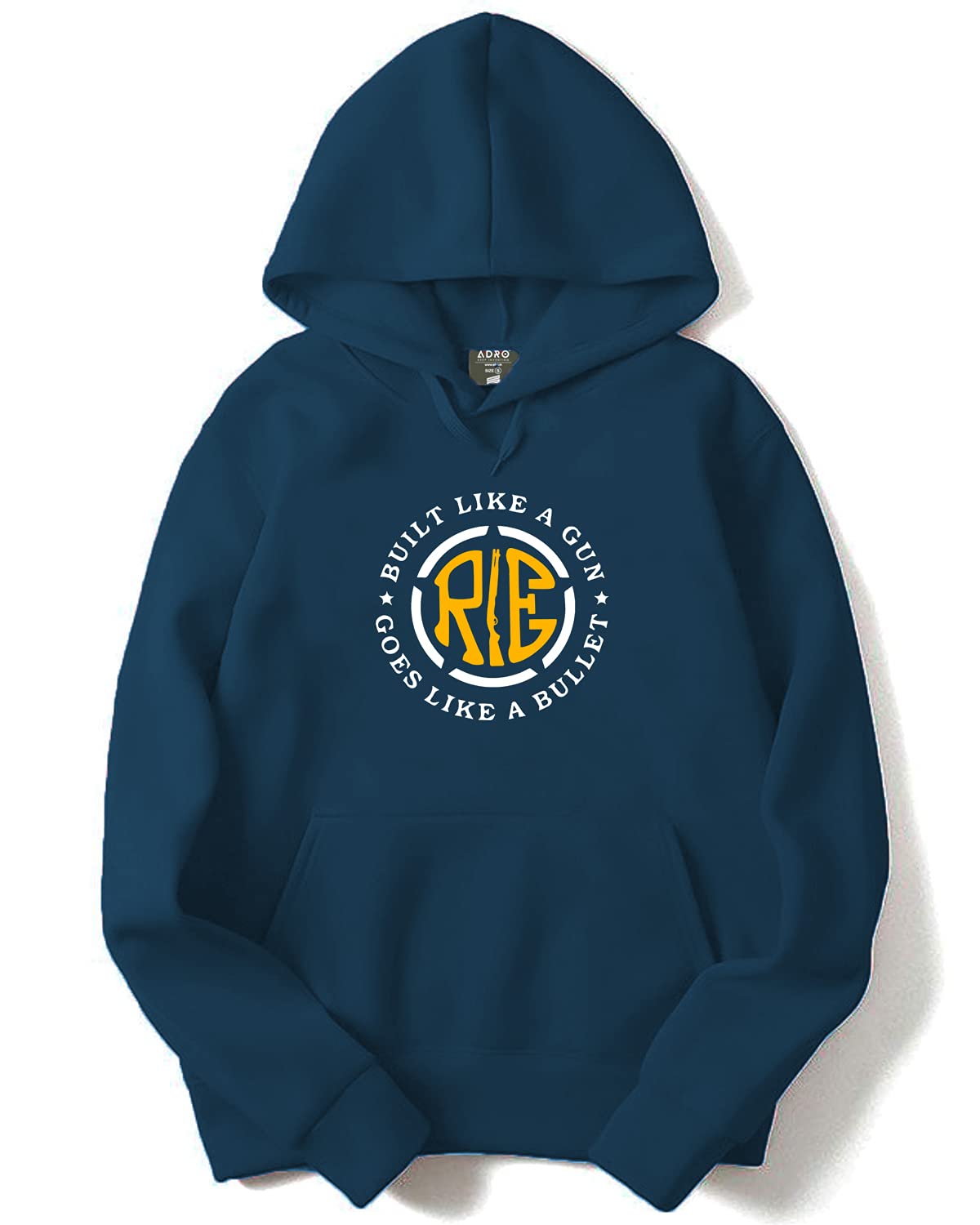 ADRO Men's Cotton Neck Hooded Sweatshirt (H21-M-BUL-SB_Teal)