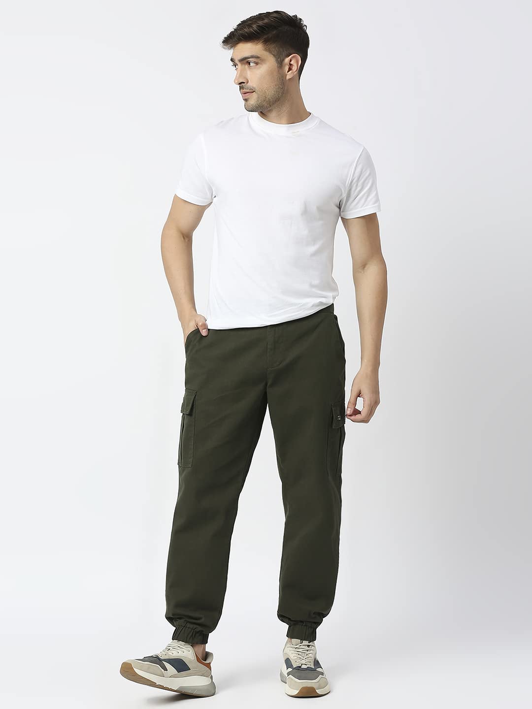 Thomas Scott Mens Solid Slim Fit Trouser Green