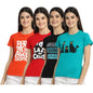 Preneum Womens Cotton Regular Fit Latest Graphic Stylish Printed Short Sleeves Casual T-Shirt || Trendy Design & Stylish (Pack