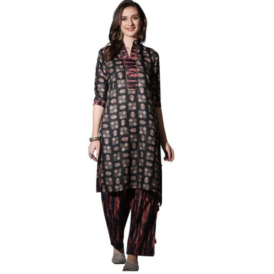 OM SAI LATEST CREATION Kurta for Women || Cotton Fully Stitched Floral Hand Block Printed Straight Kurtas for Girls || Stand Collar 'V' Neckline Kurta || Casual Kurtas for Women.