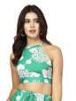 OOMPH! Halter Neck Crepe Crop Top, Green, mt1016