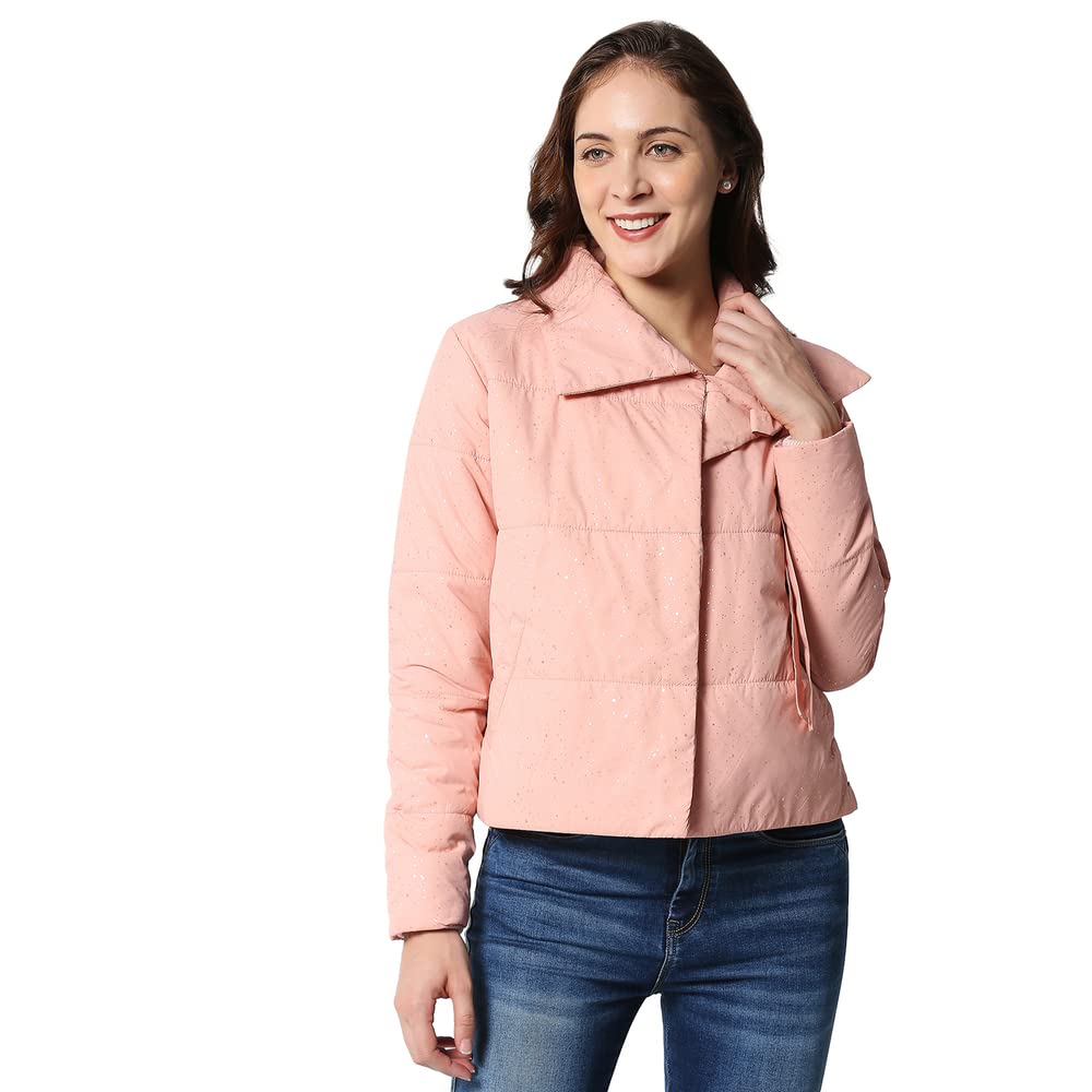 Pepe Jeans Solid Polyester Womens Jacket (Pink, Medium)