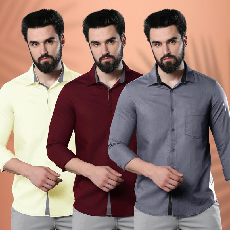 Pinkmint MenS Solid Regular Fit Shirt