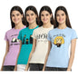 Preneum Womens Cotton Regular Fit Latest Graphic Stylish Printed Short Sleeves Casual T-Shirt || Trendy Design & Stylish (Pack