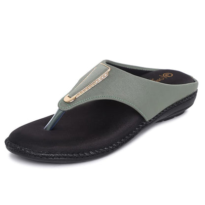 ORTHO JOY Fancy Doctor Slippers | Stylish Chappal For Women | Comfortable Flat Sandals For Women Stylish (Green)