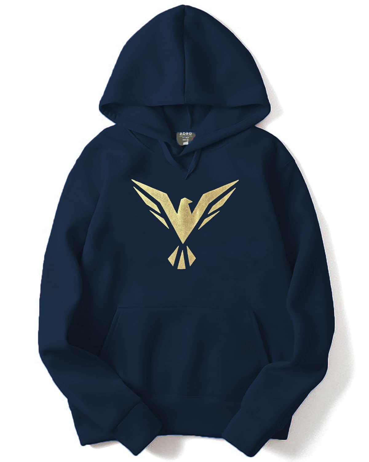 ADRO Men's Cotton Neck Hooded Sweatshirt (H22-GL-BIR-NB_Navy)