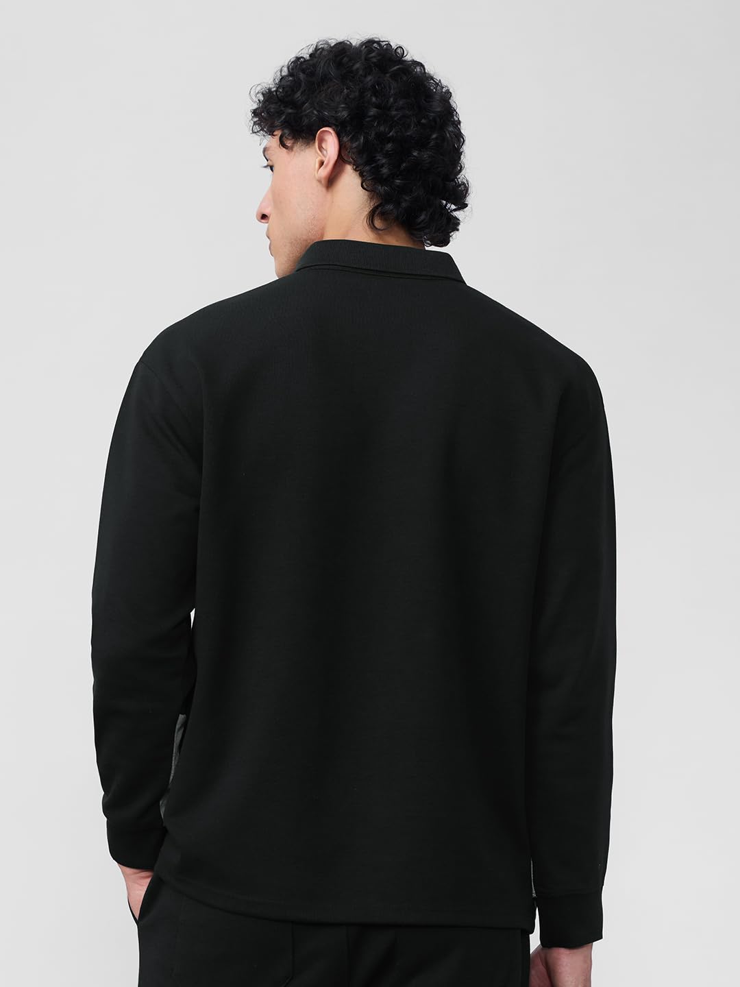 The Souled Store Colourblock: Graphite Men and Boys Long Sleeves Collared Neck Black and Grey Cotton Regular Fit Breathable Ligh