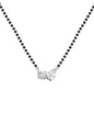 MINUTIAE Stylish AD Pendant Necklace Black Beads Mangalsutra For Women With Extendable Chain (Silver)