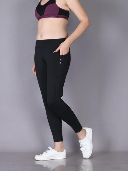 Lyra WomenS Polyester Activewear Sports Ankle Length Tights Black