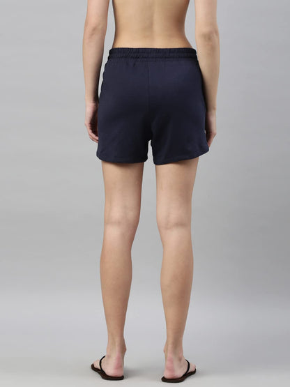 Enamor Essentials Womens Relaxed Fit Mid Rise 100% Cotton Mid-Thigh Length Shorts With Adjustable Waistband & Pockets - E078(E0