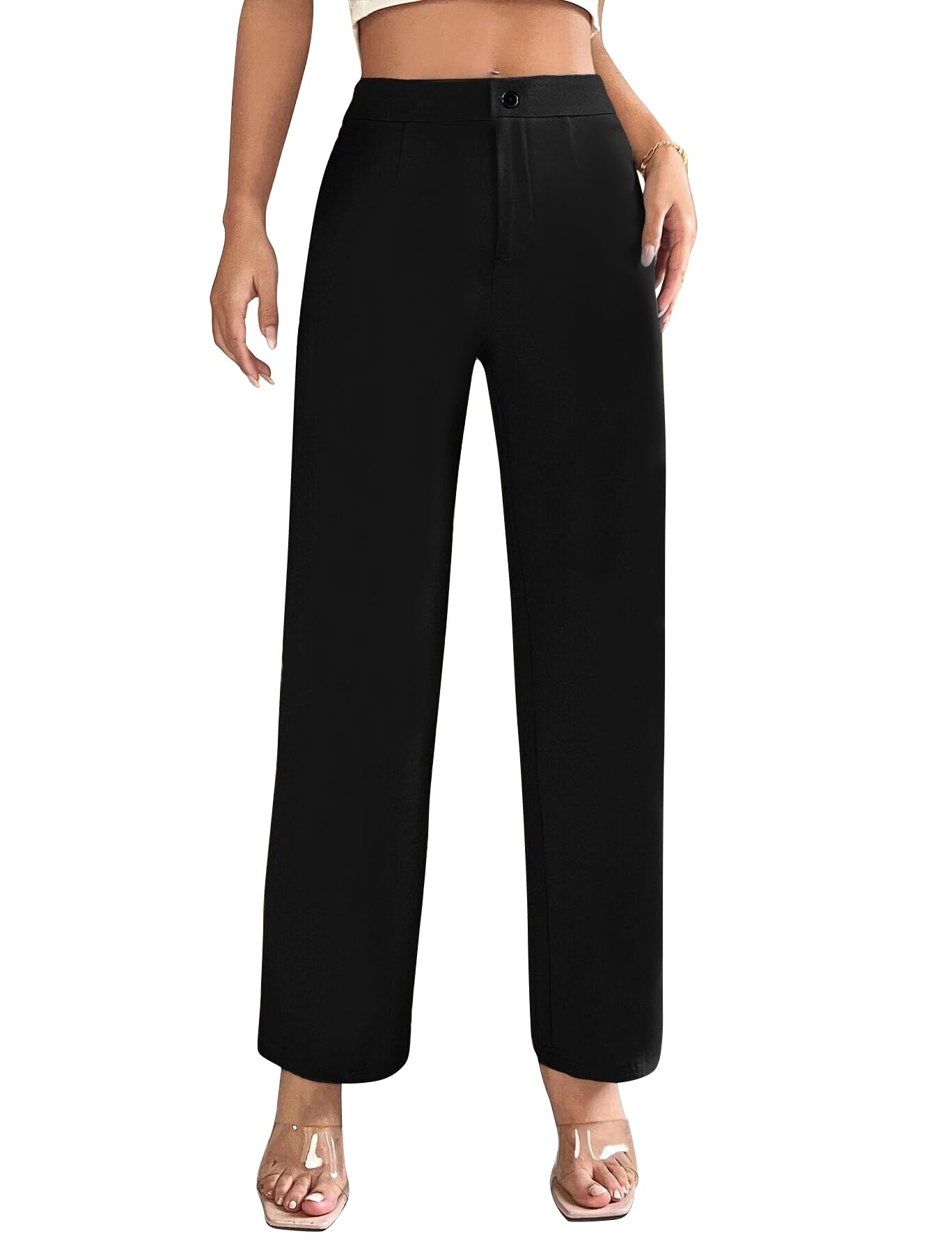 Toochki Tailored Trousers for Women | Womens High-Waisted Pant | Korean Black