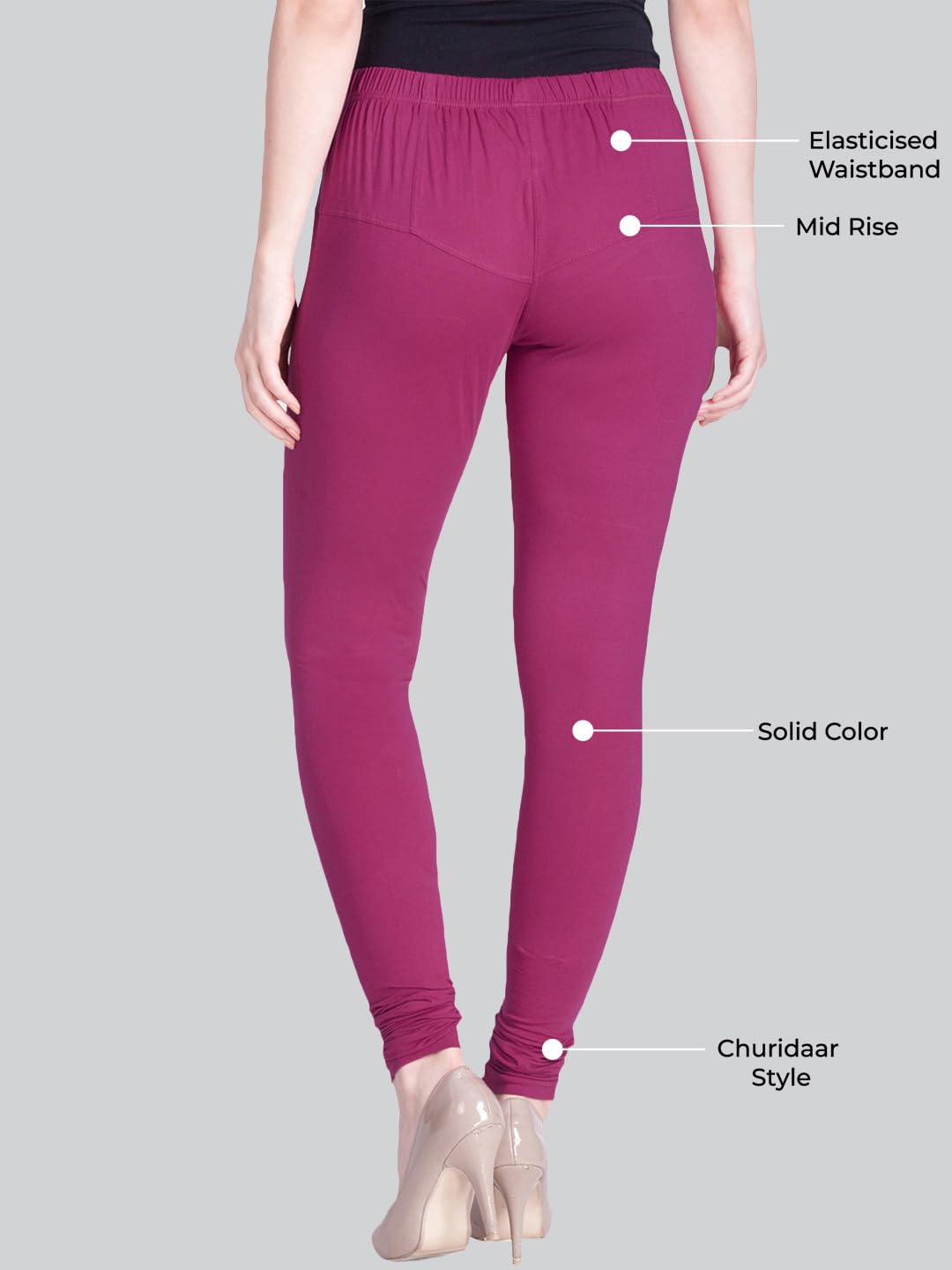 Lyra Women Solid Premium Cotton Ankle Length Leggings | Mid-Waist | Fashionwear Rani