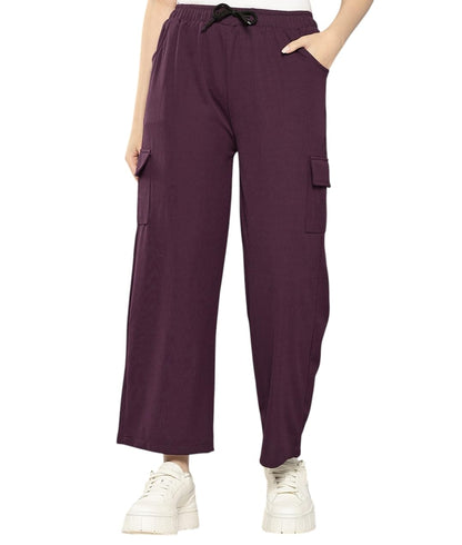 Aarika Girls Casual Wear Wine Colour Solid Nylon Pant (9-13 Years)