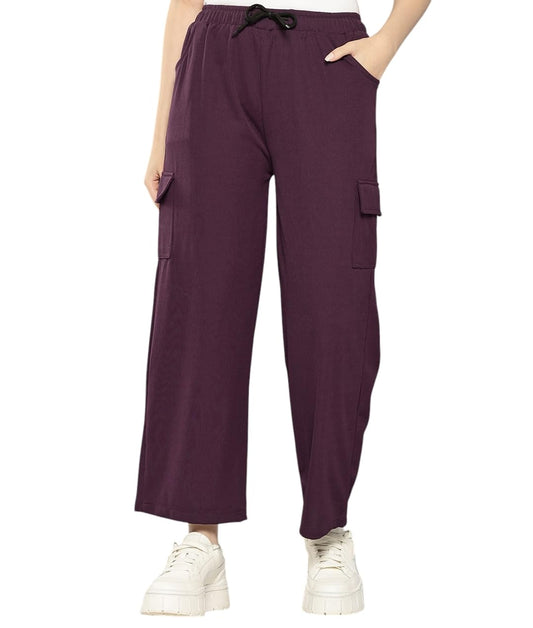 Aarika Girls Casual Wear Wine Colour Solid Nylon Pant (9-13 Years)