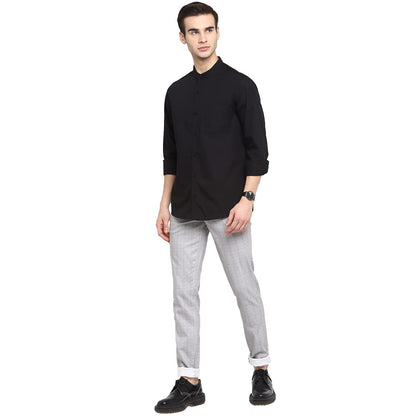 Turtle Men 100% Cotton Black Solid Slim Fit Formal Shirt