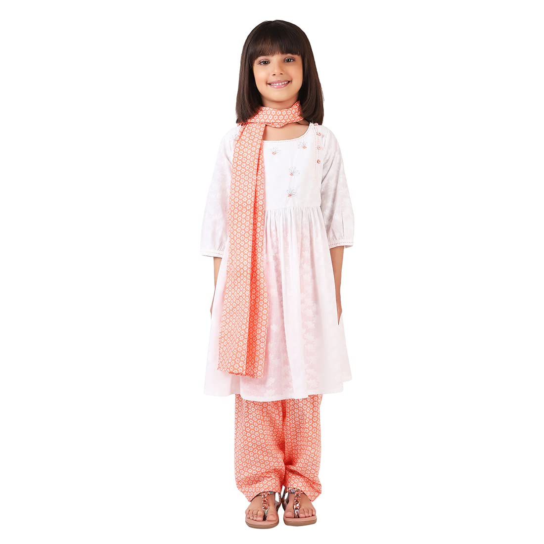 Fabindia Kids Block Printed 3 Piece Salwar Set Cotton_4-6Y