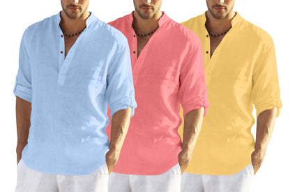 Finivo Fashion MenS Cotton Blend Regular Fit Solid Combo Kurta Shirt Pack Of 3