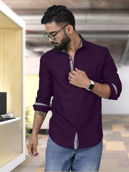 Tee Projekt Shirt for Men Cotton Spread Collar Button Down Long Sleeve Shirt Home, Regular, Home (Pack of 1)