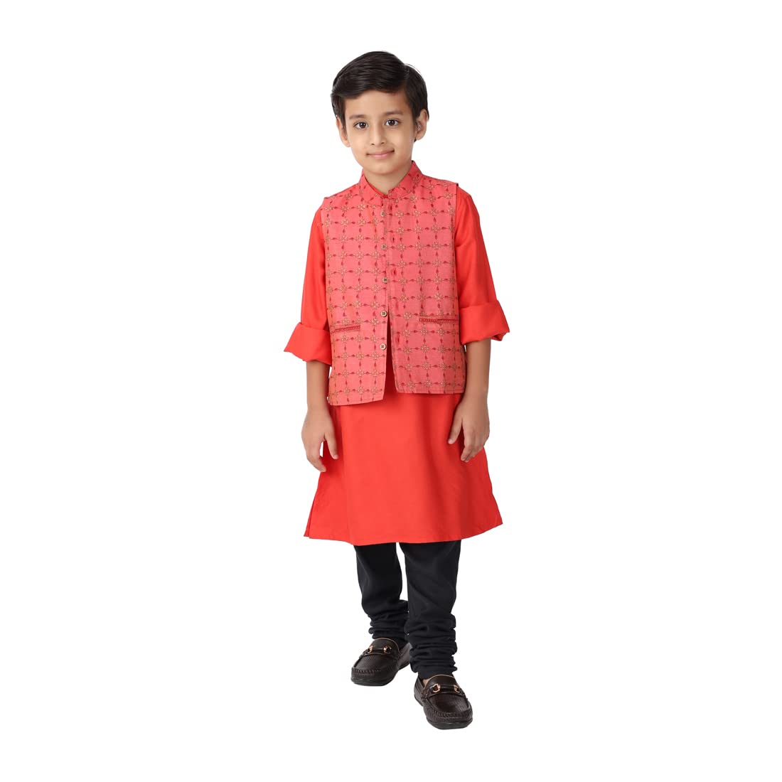 Fabindia Kids Silk Printed Kurta Set Viscose_3-4Y