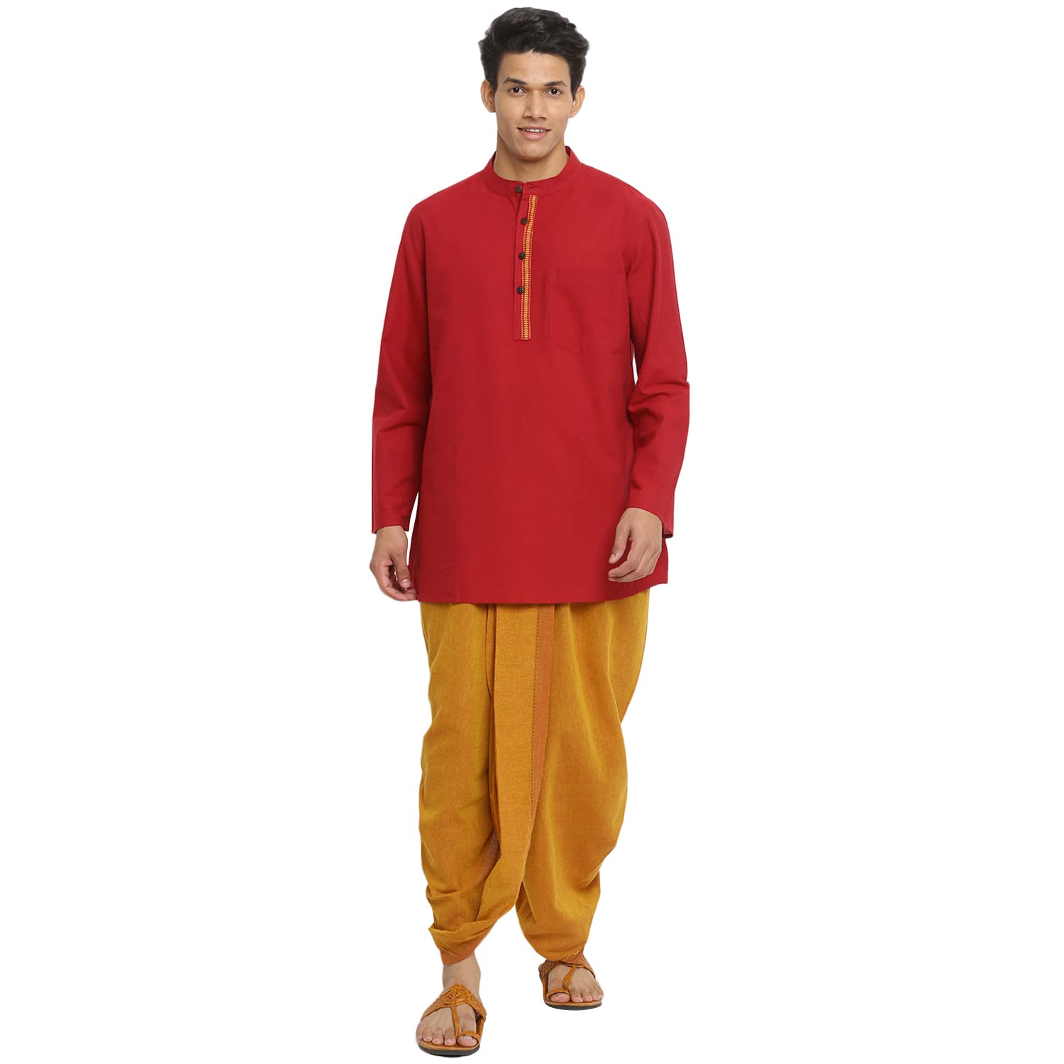 Fabindia Men Chinese Collar Kurta Set Cotton_Xs