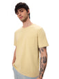 The Souled Store Solids: Seashell Cream Men and Boys Short Sleeves Round Neck Regular Fit Cotton T-Shirts