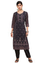 Soch Womens Black Print With Embroidery Georgette Kurta Set With Sequins