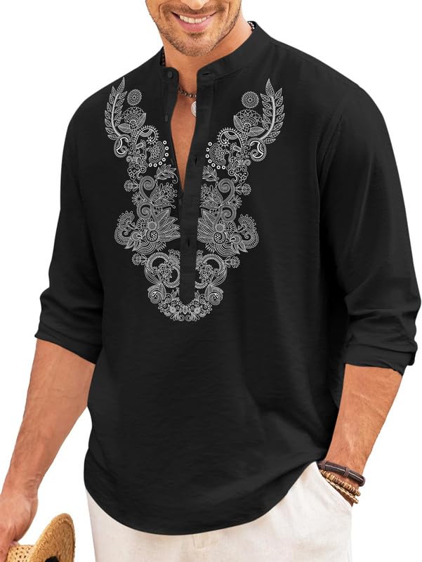 Finivo Fashion MenS Cotton Blend Short Kurta With Full Sleeves And Ethnic Neck Design | Casual Crinkle Texture Kurta With Mandar