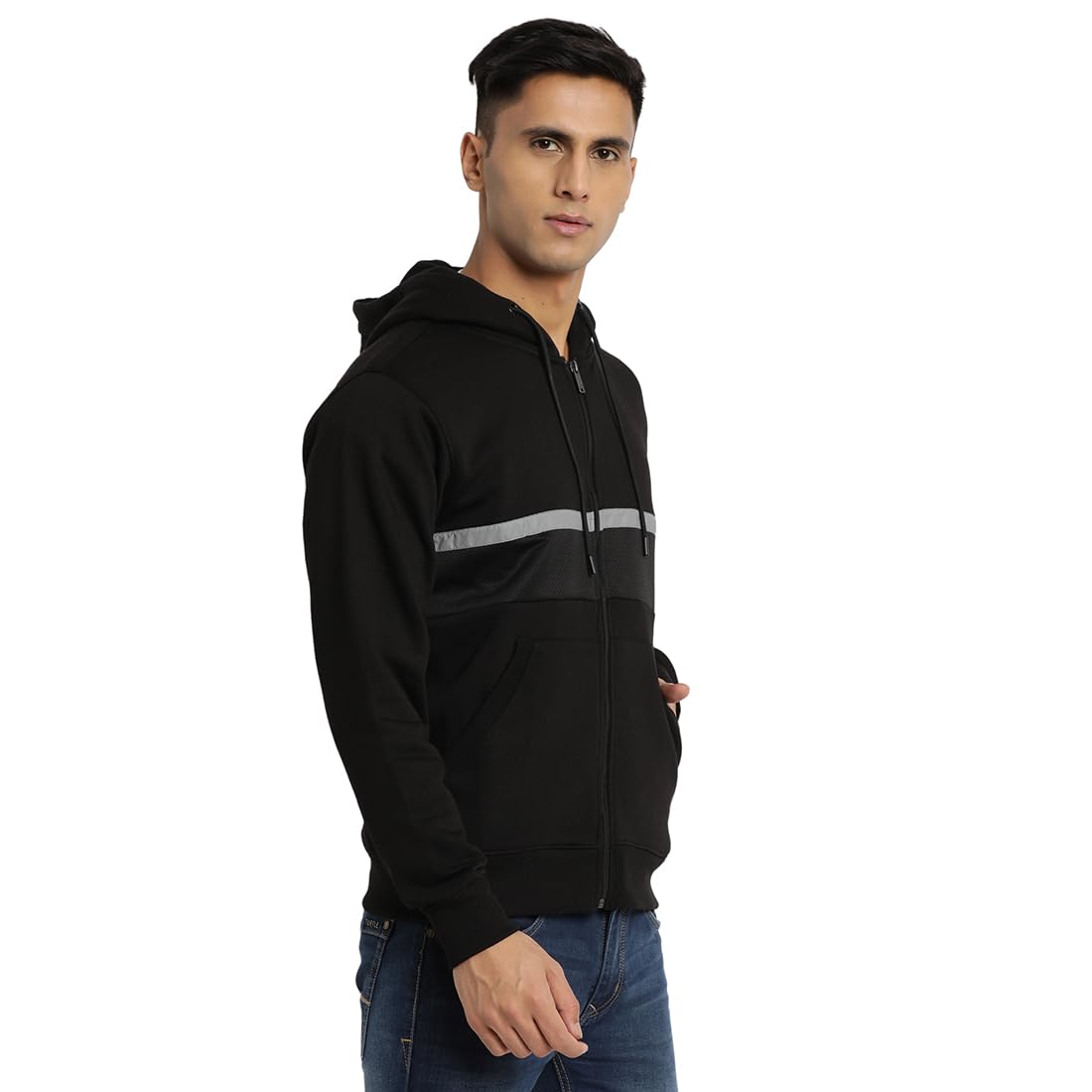 Turtle Men Poly Cotton Black Zipper Hooded Sweatshirt
