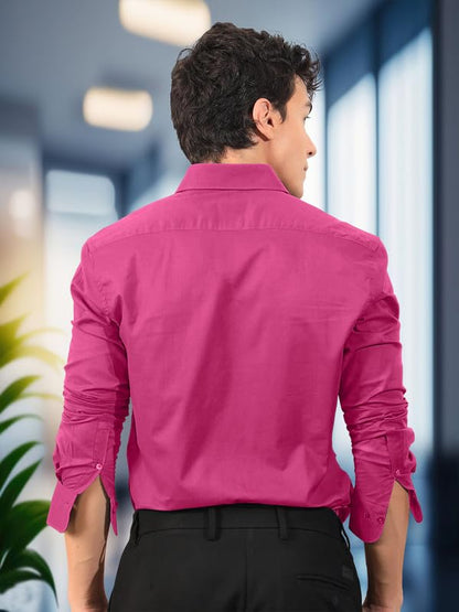 Pinkmint Cotton Soild Combo Men Shirt Formmal Wear Office Wear Regular Fit Shirt Pink-White