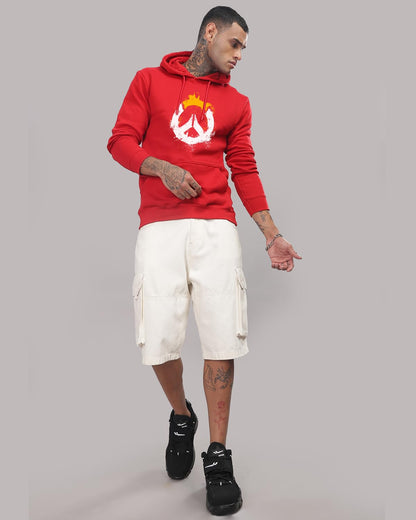 ADRO Men's Cotton Neck Hooded Sweatshirt (H20-M-PC-RD_Red)