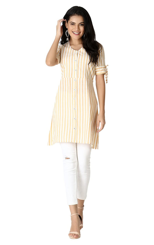 DHRUVI TRENDZ Slub Rayon Fully Stitched Anarkali Foil Print Kurti for Women & Girls on Jeans Palazzo or Skirt