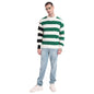 Bewakoof Mens Striped Oversized Fit Full Sleeve Round Neck Acrylic Sweater Green