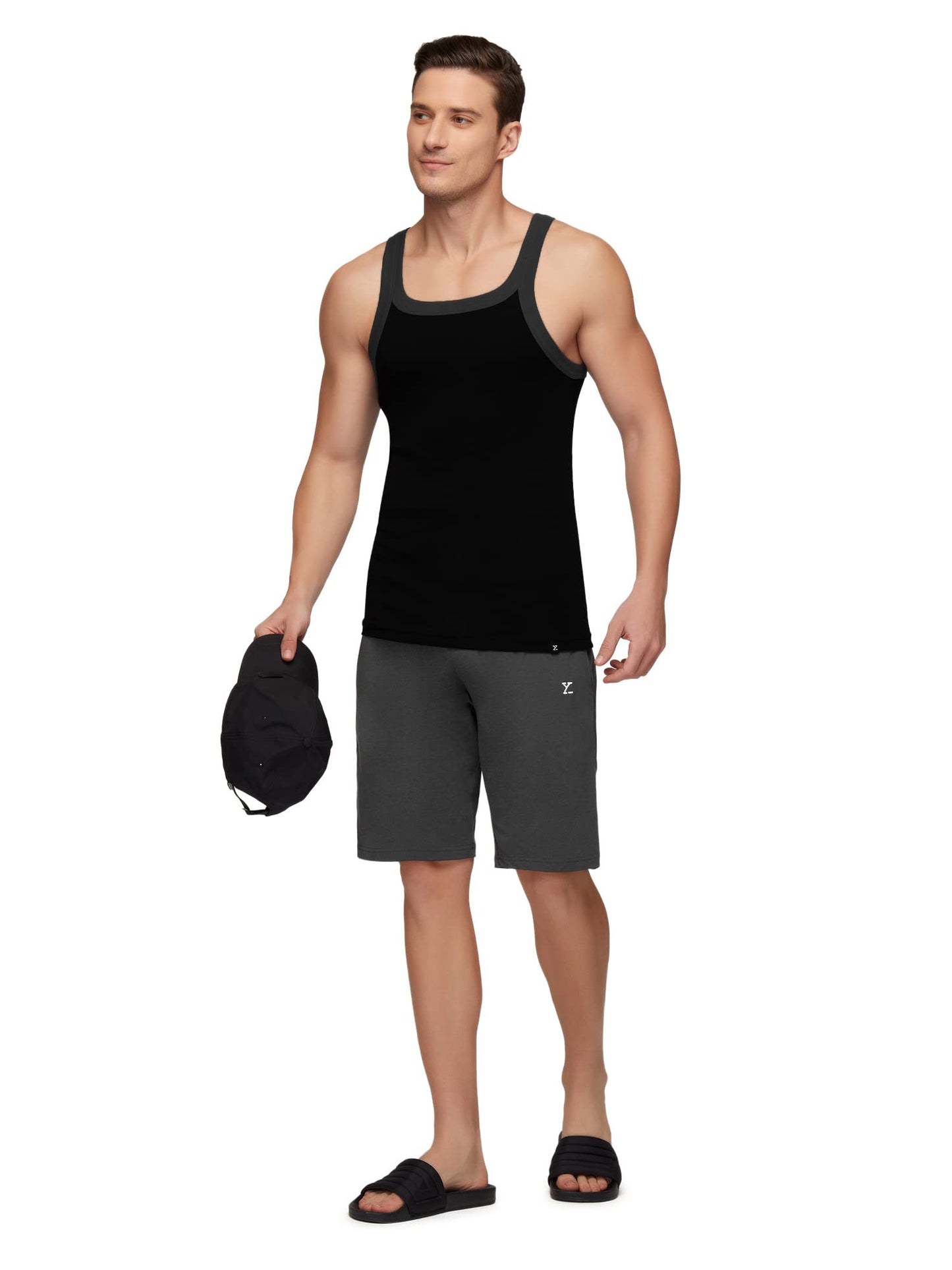 XYXX Mens Super Combed Cotton Square Neck Knitted Vest - High Moisture Absorbing Innerwear for Men with Anti-Bacterial Silver F