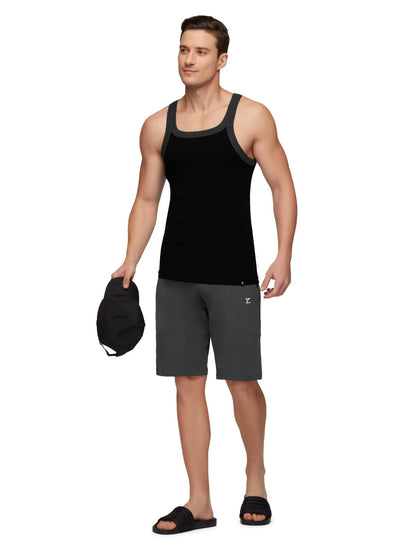 XYXX Mens Super Combed Cotton Square Neck Knitted Vest - High Moisture Absorbing Innerwear for Men with Anti-Bacterial Silver F