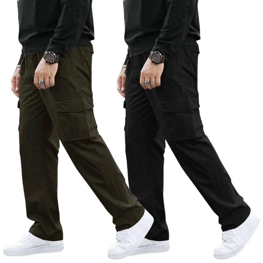 Greciilooks MenS Regular Fit Low Rise Cargos Trousers | Cargo Track Pant | Loose Fit | Regular Trouser | Treck PentS With Mult