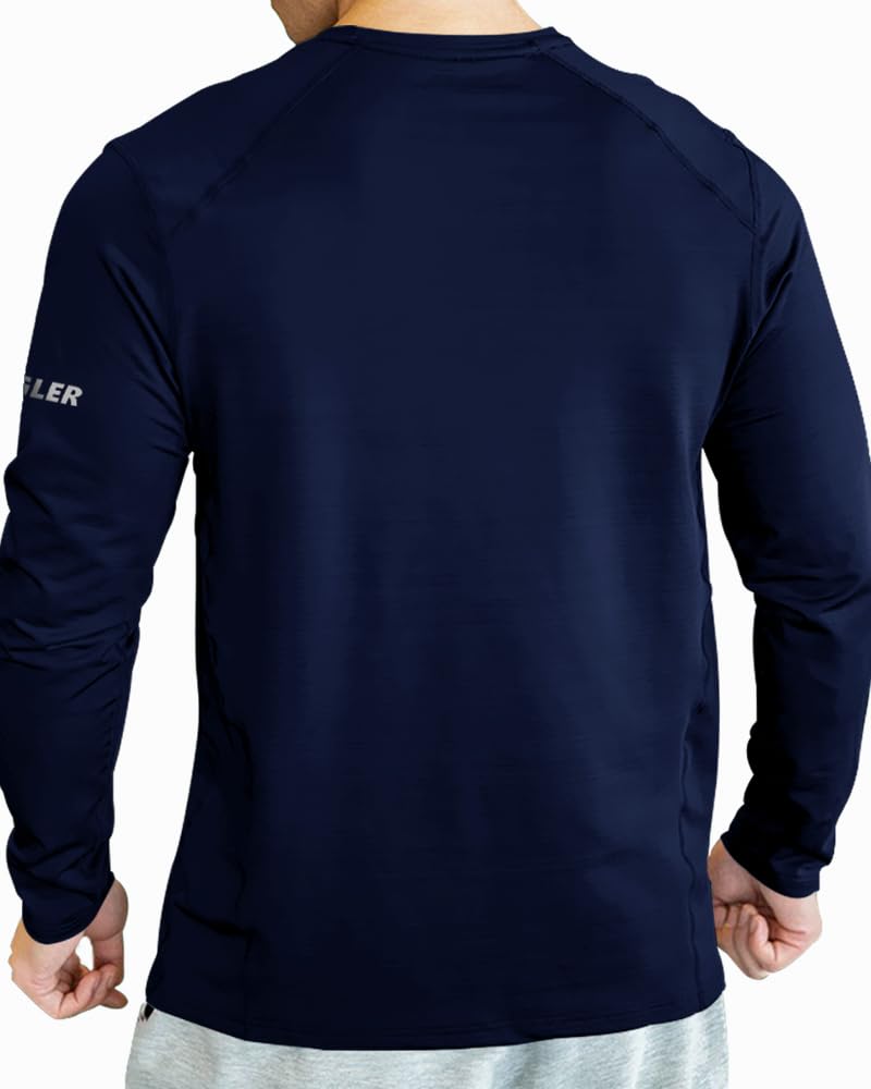 Noble Monk MenS Active Wear Regular Fit Round Neck T Shirt |Full Sleeves |Solid Pattern | Dry Fit T-Shirt For Men Navy Blue