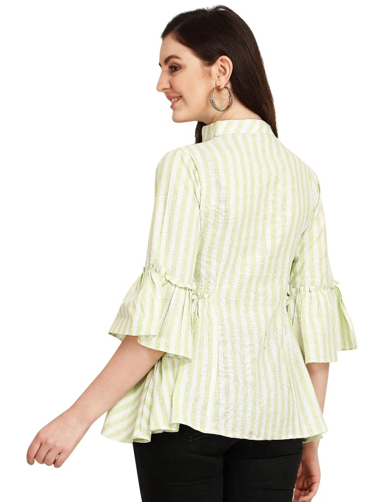 OM SAI LATEST CREATION Women Striped Top with Half Sleeves for Office Wear, Casual Wear, Under 399 Top for Women/Girls Top (Smal