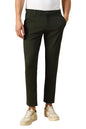 Dennis Lingo Mens Dark Olive Solid Cotton Straight Fit Chinos