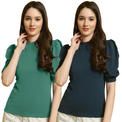 Tee Projekt Womens Solid Polyester T-Shirt for Women || Combo Summer T Shirts (Pack of 2)
